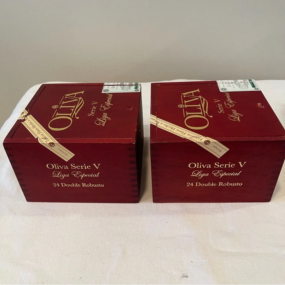 2 Oliva Series 5 Liga Especial empty cigar boxes with sliding lid